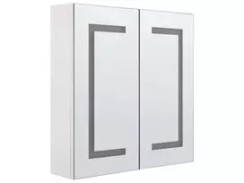 Pakabinama vonios kambario spintelė su LED veidrodžiu MAZARREDO 60 x 60 cm, balta