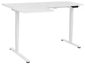 Reguliuojamo aukščio kampinis stalas DESTINES Baltas 160 cm 109 cm kairinis