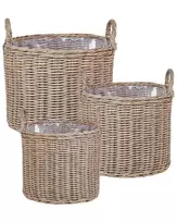 3 krepšelių gėlėms rinkinys PENDULA 33/37/45 cm natūralus technorotangas