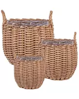 3 gėlių krepšių rinkinys AUCUBA 26/34/44 cm šviesiai rudas