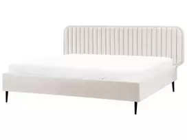 Dvivietė veliūrinė lova BRIN 180 x 200 cm, smėlio spalvos