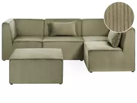 Modulinė kampinė sofa LEMVIG 4 asmenims, kairinė, žalias velvetas su otomane