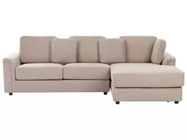 4 vietų kampinė sofa KOHLO smėlio/pilkos spalvos, kairinė