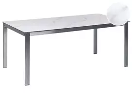 Sodo stalas COSOLETO 180 cm 90 cm Marmuro efektas Stiklas Baltas