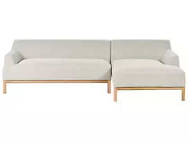 Trivietė kampinė sofa SOSJO, šviesiai smėlio spalvos, kairinė