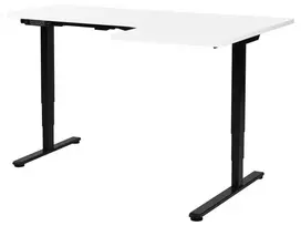 Reguliuojamo aukščio kampinis stalas DESTINES Baltas/juodas 160 cm 109 cm dešininis