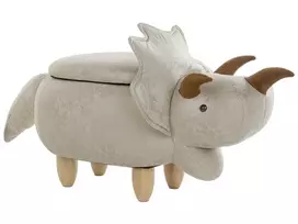 Gyvūno formos pufas su daiktadėže TRICERATOPS šviesiai pilkas Dinozauras