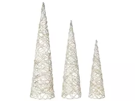 Kalėdinių dekoracijų rinkinys TUELSO Eglutė 60/80/100 cm, baltos / auksinės spalvos