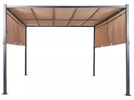 Sodo pavėsinė su LED apšvietimu PARGA metalinė 310 cm x 310 cm ruda