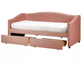 Dieninė lova su stalčiais VITTEL rožinė 90 x 200 cm