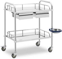 Steinberg Systems Laboratorinis kosmetinis gydymo vežimėlis pagamintas iš plieno, 2 lentynos, 2 stalčiai, 65 x 60 x 86 cm, 20 kg