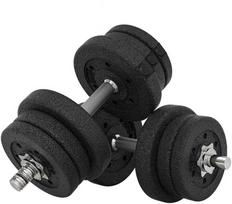 HOMCOM Hantelių rinkinys 25KG Hantelių rinkinys su svoriais namams, biurui, sporto salei Plienas, dirbtinė oda Juoda Jėgos treniruotės