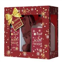 Hiskin Kalėdinės damos rinkinys kūno losjonas 200 ml + dušo želė 200 ml + kempinėle 1 vnt.