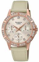Laikrodis Casio Collection Vintage CASIO SHEEN modelis LADY CRYSTAL Rožinis, GOLD, LEATHER ******