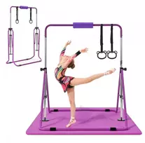 Sulankstomas gimnastikos skersinis vaikams iki 63.5kg su kilimėliu violetinis