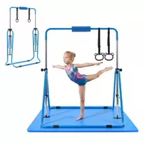 Sulankstomas gimnastikos skersinis vaikams iki 63.5kg su kilimėliu mėlynas