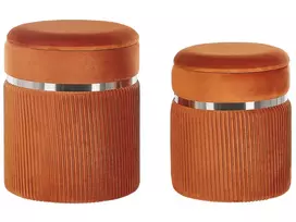 2 pufų su daiktadėže komplektas CAMDENTON, oranžinis, veliūras