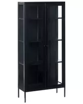 Vitrina su stiklinėmis durelėmis HARTY metalinė 80 cm juoda