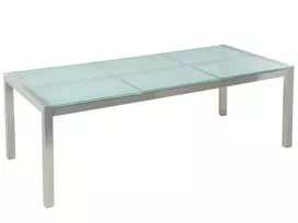 Sodo stalas GROSSETO 220 cm 100 cm grūdintas stiklas skaidrus