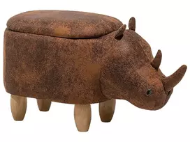 Gyvūno formos pufas su daiktadėže RHINO eko oda šviesiai rudas raganosis
