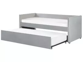 Išskleidžiama lova veliūrinė TROYES 90 x 200 cm šviesiai pilka