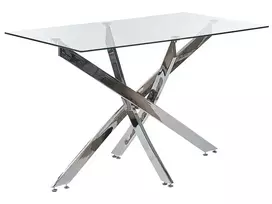 Valgomojo stalas MARAMO sidabrinis 120 cm 70 cm grūdintas stiklas