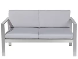 Sodo suoliukas su pagalve SALERNO 142 cm metalinis šviesiai pilkas
