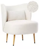 Fotel OTSBY II su pagalve, Boucle, kreminės baltos spalvos