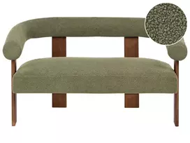 Dvivietė sofa ILBRO, bukli audinys, žalia/tamsiai ruda