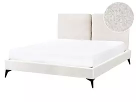 Dvigulė lova Boucle MELLE 140 x 200 cm, kreminė balta