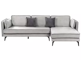 3 asmenų kampinė sofa ALTAN, veliūrinė, šviesiai pilka, kairinė