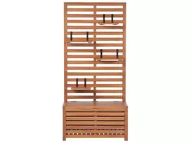 Suoliukas-dėžė su lentynomis MATINO, akacijos mediena, 170 cm, 80 cm, rudos spalvos