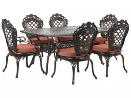 Sodo baldų komplektas 6 asmenims LIZZANO tamsiai rudas metalinis su pagalvėlėmis