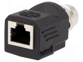Adapter | RJ45 socket,M12 female | D code-Ethernet | PIN: 4 | Cat: 5e