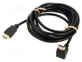 Cable | HDMI plug,HDMI plug 90° up/down | PVC | 3m | black | 30AWG