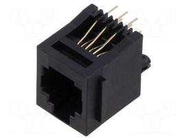 Connector: RJ12 | socket | PIN: 6 | 6p6c | on PCBs,PCB snap | THT