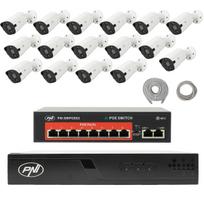 PNI House IP716J POE NVR video surveillance package, 16 PNI IP818J 8MP cameras, POE switch and UTP CAT6 meters cables included