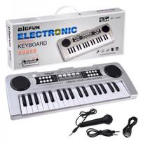 Mini vargonų klaviatūra, 37 klavišai + mikrofonas, sidabrinė, IN0183