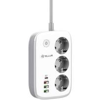 Tellur Išmanusis WiFi Pailgintuvas TLL331521, 3 lizdai, PD 30W, QC 18W, 2xUSB 2.4A, 2500W, 10A, 2m, vaikų apsauga