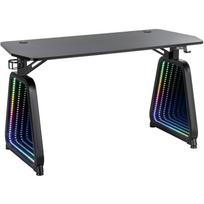 White Shark Žaidimų stalas MEDUSA, 136cm, 60cm, 75cm, juodas, 2 kojos, integruota RGB LED apšvietimas