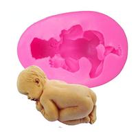 Silikoninė forma 3D Sleep baby rankų darbo muilo formelė šokoladinis pyragas pasidaryk pats sausainių fondant dekoravimo įrankiai rožinė