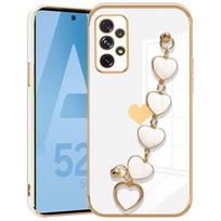 Protective Case - Booling - for Samsung Galaxy A52s A52 5G - Silicone TPU - Heart Pattern - Anti-Scratch balta