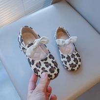 Girls Mary Janes Leopard Prints Style Fashion Princess Kids Leather Shoes with Bow-knot Sweet Chic 2025 Spring Autumn Brand New 21 smėlis