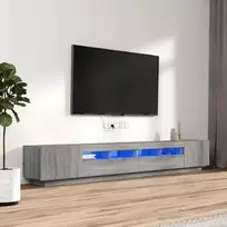TV spintelių komplektas su LED, 3 dalių, pilkas ąžuolo, mediena