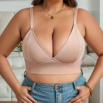 Thin High-elastic Smooth Triangle Cup No-rim Bra Fat Girl Big Chest Small Non-empty Cup Side Breast Underwear L