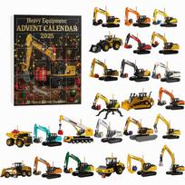 Heavy Equipment Advent Calendar 2025 2D Flat Construction Vehicle Ornaments 24 Days Christmas Countdown Calendar for Boys Girls 26x18x3cm