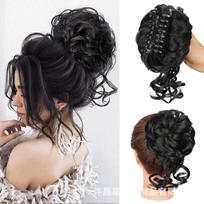 Chic Messy Flower Bun | Fluffy Claw Clip Bun Hairpiece juoda