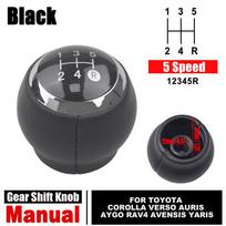 For Toyota Corolla Verso Auris Aygo Rav4 Avensis Yaris PU Leather Gear Shift Knob Manual 5/6 Speed 5 Speed Black
