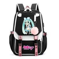 Anime Hatsune Miku Spausdintas Kuprinė Mokyklinė Kuprinė Paaugliui Studentui Mergaitei Berniukui Bookbag Didelės Talpos Vandeniui Atsparus Kelioninis Krepšys Dovana Kuprinė black