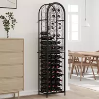 Vyno laikiklis 73 buteliams, juodas, 45x36x200cm, kalta geležis